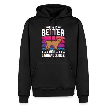 Life is better with a Labradoodle - Men’s Premium Organic Hoodie - black - Front - Nico (187cm)