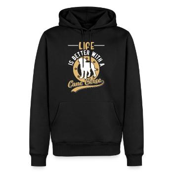 La vie est meilleure avec Cane Corsos - Sweat à capuche Premium bio Homme - noir - Devant - Nico (187cm)