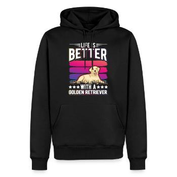 Das Leben ist besser mit einem Golden Retriever - Männer Premium Bio Hoodie - Schwarz - Vorne - Nico (187cm)
