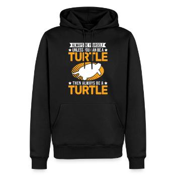 Sei du selbst Schildkröte Spruch lustig - Männer Premium Bio Hoodie - Schwarz - Vorne - Nico (187cm)