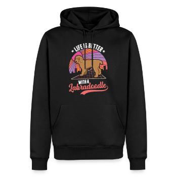 Life is better with a Labradoodle - Men’s Premium Organic Hoodie - black - Front - Nico (187cm)