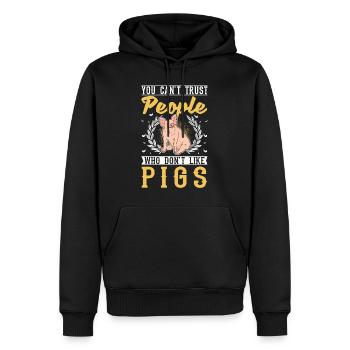 Cadeau de cochons fermier Piggy - Sweat à capuche Premium bio Homme - noir - Devant - Nico (187cm)