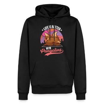 La vie est meilleure avec un pangolin - Sweat à capuche Premium bio Homme - noir - Devant - Nico (187cm)