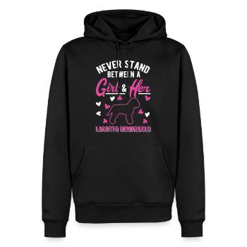 Lagotto Romagnolo Fille Chien d’Eau - Sweat à capuche Premium bio Homme - noir - Devant - Nico (187cm)