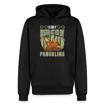 Facilement distrait par les pangolins - Sweat à capuche Premium bio Homme - noir - Devant - Nico (187cm)