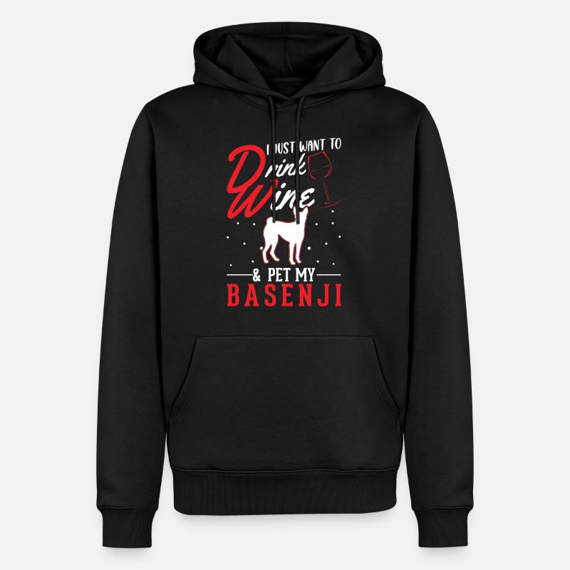 Basenji et le vin - Sweat à capuche Premium bio Homme - noir