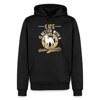 Das Leben ist besser mit einem Golden Retriever - Männer Premium Bio Hoodie - Schwarz - Vorne - Nico (187cm)