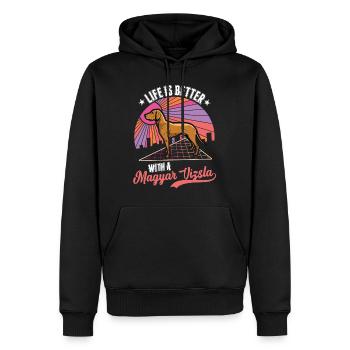 Life is better with Magyar Vizsla - Men’s Premium Organic Hoodie - black - Front - Nico (187cm)