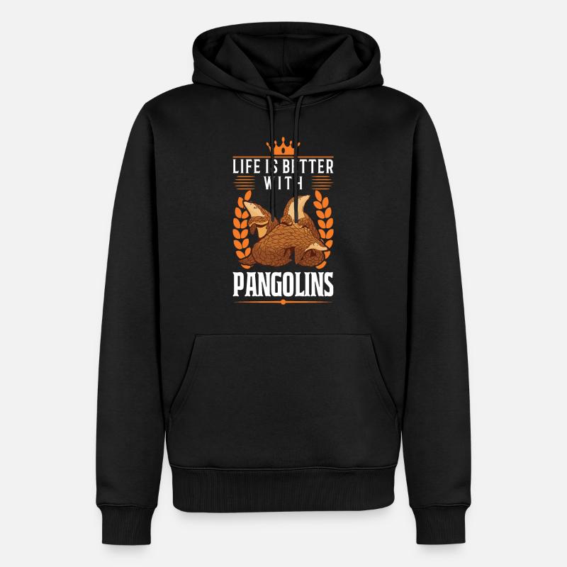 Das Leben ist besser mit einem Pangolin - Männer Premium Bio Hoodie - Schwarz