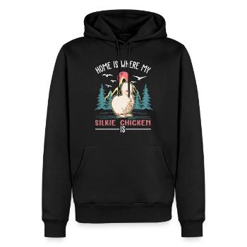 La maison est là où se trouve mon poulet soyeux - Sweat à capuche Premium bio Homme - noir - Devant - Nico (187cm)