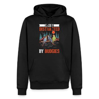 Facilement distrait par Budgies Budgie - Sweat à capuche Premium bio Homme - noir - Devant - Nico (187cm)
