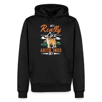 Ich mag einfach Akita Inus - Männer Premium Bio Hoodie - Schwarz - Vorne - Nico (187cm)