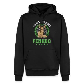 La vie est meilleure avec un fennec - Sweat à capuche Premium bio Homme - noir - Devant - Nico (187cm)