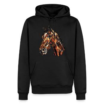 Mosaik-Pferd: Edles Kunst-Design für Pferdefans - Männer Premium Bio Hoodie - Schwarz - Vorne - Nico (187cm)