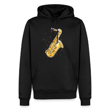 Saxophon Grafik - Männer Premium Bio Hoodie - Schwarz - Vorne - Nico (187cm)
