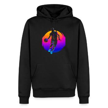 Joueur de basket-ball Vaporwave - Sweat à capuche Premium bio Homme - noir - Devant - Nico (187cm)
