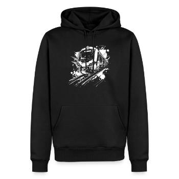 Eisenbahn - Männer Premium Bio Hoodie - Schwarz - Vorne - Nico (187cm)