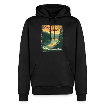 Puget Sound État de Washington Vintage Rétro - Sweat à capuche Premium bio Homme - noir - Devant - Nico (187cm)