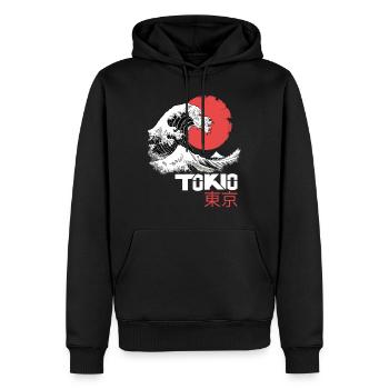 Tokio Japan Asien Meer Welle Berg Sonne Stadt - Männer Premium Bio Hoodie - Schwarz - Vorne - Nico (187cm)