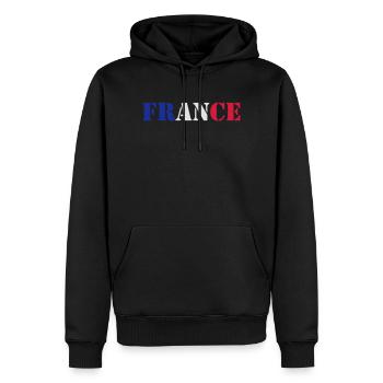 France - Männer Premium Bio Hoodie - Schwarz - Vorne - Nico (187cm)