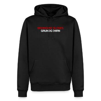 Bedingungsloses Grundgehirn - Männer Premium Bio Hoodie - Schwarz - Vorne - Nico (187cm)