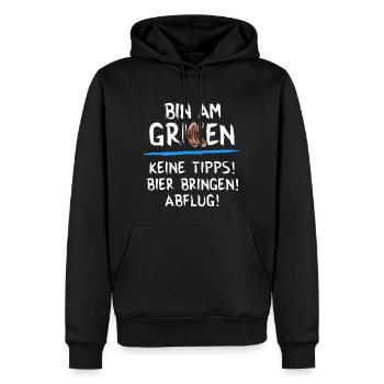 Bin am grillen - Männer Premium Bio Hoodie - Schwarz - Vorne - Nico (187cm)