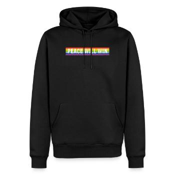 Peace will win spectral colors - Männer Premium Bio Hoodie - Schwarz - Vorne - Nico (187cm)