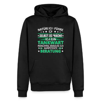 Je me parle à moi-même - Édition pompiste - Sweat à capuche Premium bio Homme - noir - Devant - Nico (187cm)