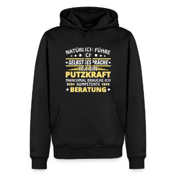 I Talk to Yourself - Cleaner Edition - Men’s Premium Organic Hoodie - black - Front - Nico (187cm)