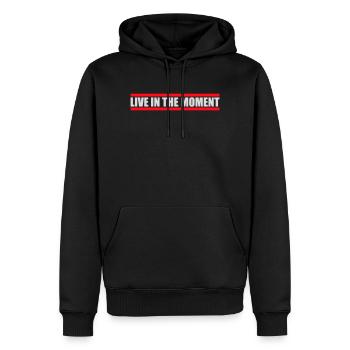 Live In The Moment Achtsamkeit Präsenz Bewusstsein - Männer Premium Bio Hoodie - Schwarz - Vorne - Nico (187cm)