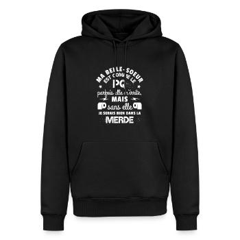 Ma belle soeur est comme le PQ - idée cadeau drôle - Sweat à capuche Premium bio Homme - noir - Devant - Nico (187cm)