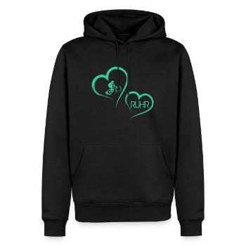 Ruhrherz - Männer Premium Bio Hoodie - Schwarz - Vorne - Nico (187cm)