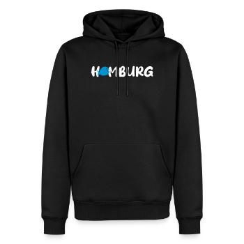 Hambourg Poisson Vecteur Citation Fan Hanséatique Nordique - Sweat à capuche Premium bio Homme - noir - Devant - Nico (187cm)