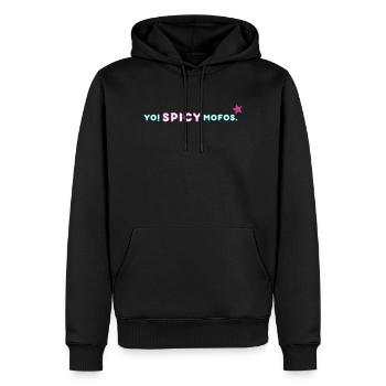 Yo! Spicy Mofos. | Retro Y2K Style - Männer Premium Bio Hoodie - Schwarz - Vorne - Nico (187cm)
