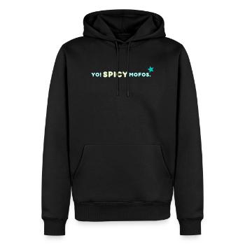 Yo! Spicy Mofos. | Retro Streetwear Statement - Männer Premium Bio Hoodie - Schwarz - Vorne - Nico (187cm)