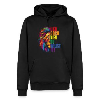 LGBTQ Lesbian Gay Pride Merch Regenbogen Löwe - Männer Premium Bio Hoodie - Schwarz - Vorne - Nico (187cm)