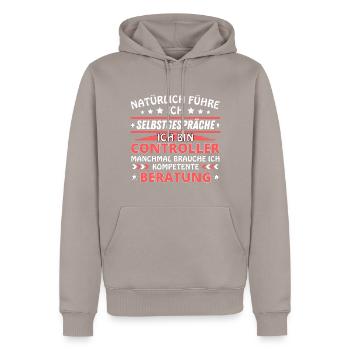 Ich führe Selbstgespräche - Controller Edition - Männer Premium Bio Hoodie - Taupe - Vorne - Nico (187cm)
