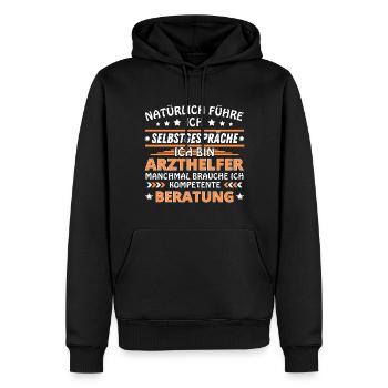 Ich führe Selbstgespräche - Arzthelfer Edition - Männer Premium Bio Hoodie - Schwarz - Vorne - Nico (187cm)