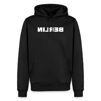 BERLIN - Männer Premium Bio Hoodie - Schwarz - Vorne - Nico (187cm)