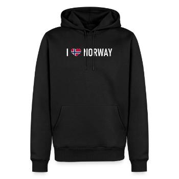 I love Norway - Norge - Norwegen - Herz - Liebe - Männer Premium Bio Hoodie - Schwarz - Vorne - Nico (187cm)
