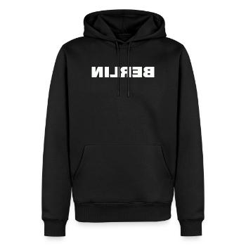 Berlin - Sweat à capuche Premium bio Homme - noir - Devant - Nico (187cm)