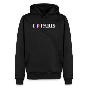 I love Paris France - Männer Premium Bio Hoodie - Schwarz - Vorne - Nico (187cm)