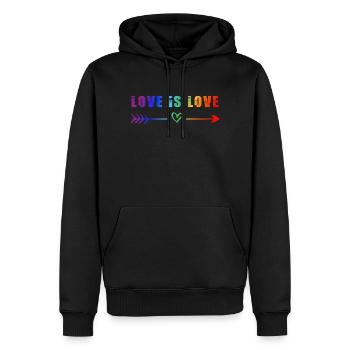 Love is Love! Statement gay gay LGBTQI+ - Men’s Premium Organic Hoodie - black - Front - Nico (187cm)