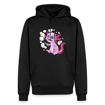 Süßes Axolotl mit Seifenblasen Kind Geschenk - Männer Premium Bio Hoodie - Schwarz - Vorne - Nico (187cm)
