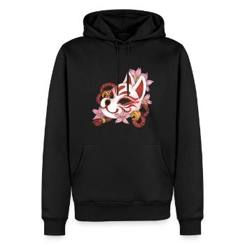 Tolle Kitsune Inari Kabuki Maske mit Kirschblüten - Männer Premium Bio Hoodie - Schwarz - Vorne - Nico (187cm)