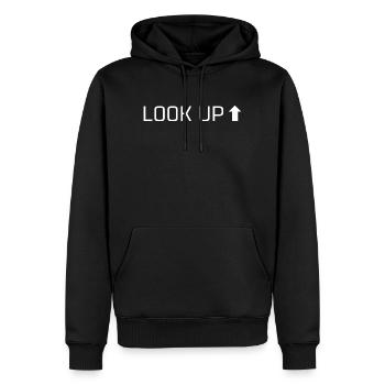Levez les yeux – restez concentré, restez fort - Sweat à capuche Premium bio Homme - noir - Devant - Nico (187cm)