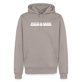POTSDAMANN - Sweat à capuche Premium bio Homme - taupe - Devant - Nico (187cm)