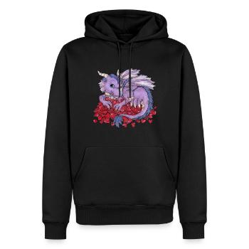 Niedlicher Drache mit Schatz aus Herzen Valentin - Männer Premium Bio Hoodie - Schwarz - Vorne - Nico (187cm)