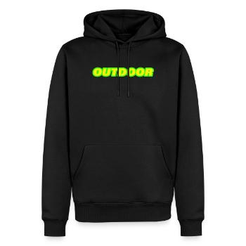 OUTDOOR - Men’s Premium Organic Hoodie - black - Front - Nico (187cm)