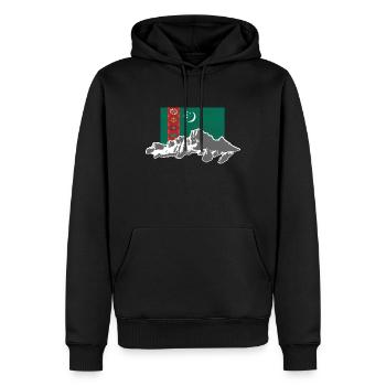 Turkmenistan - Flag & Mountains - Männer Premium Bio Hoodie - Schwarz - Vorne - Nico (187cm)